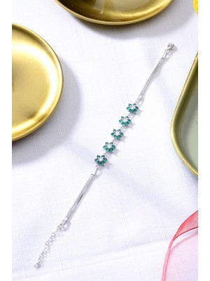 Innuendo 925 Ayar Gümüş Beşli Çiçek Desenli Gümüş Bileklik