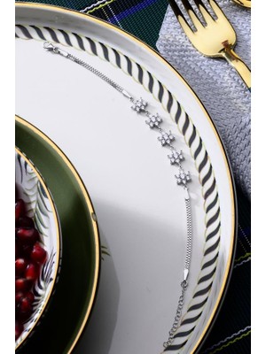 Innuendo 925 Ayar Gümüş Beşli Çiçek Desenli Gümüş Bileklik