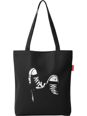 Baghashtag Converse Baskılı  Siyah Bez Çanta
