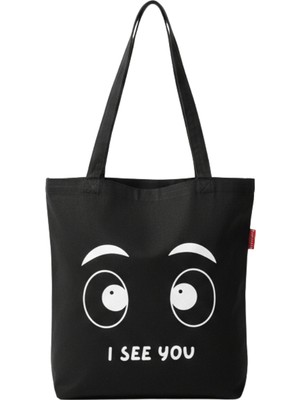 Baghashtag Siyah Bez Çanta I See You Baskılı