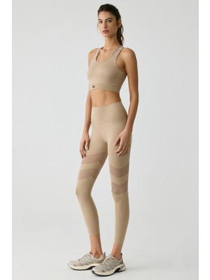 Urban Beat Larına Kadın Tül Detaylı Tam Boy Vizon Tayt