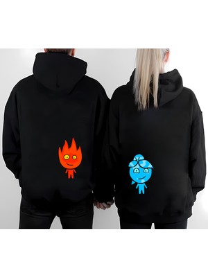 Shain Ateş ve Su Sevgililer Günü Hediyesi Çift Kombin Sweatshirt