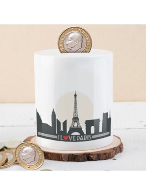 Asilmeydan Fransa Paris Silüet I Love Paris Para Birikim Kumbarası-kb4590