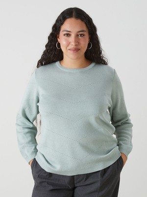 Lc Waikiki Yeni Sezon Bisiklet Yaka Desenli Kadın Triko Kazak