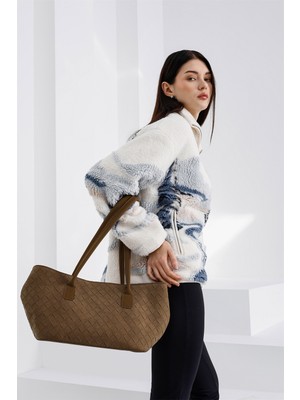 Shule Bags Veneta Süet Shopper Omuz Çantası Taba