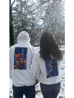 Shain 14 Şubat Sevgililer Günü Hediyesi Çift Kombin Ekru Sweatshirt
