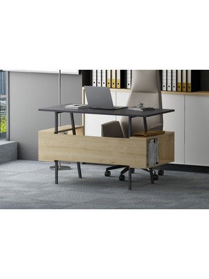 Lagomood Ironi Çalışma Masası Antrasit Meşe