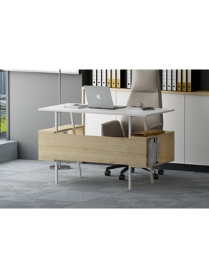 Lagomood Ironi Çalışma Masası Beyaz Meşe