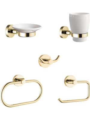 Kale Banyo D100 Porselen Aksesuar Seti Altın