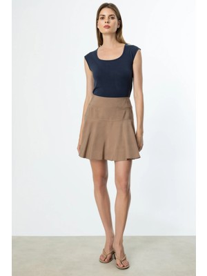 On Triko Volanlı Mini Etek 54207