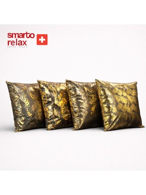 Smarto Relax 4'lü Antibakteriyel Desenli Dekoratif Dolgulu Kırlent 47X47 cm