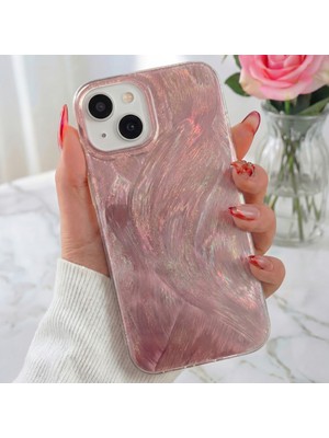 Apple iPhone 13 - 14 - 15 Tüy Ebru Desenli Darbe Emici Rose Renkli Silikon Koruyucu Kapak