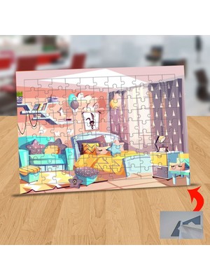 Asilmeydan Pembe Dağınık Oda 99 Parça Puzzle Yapboz Tablo-33099-690