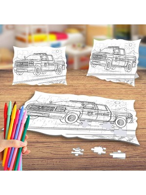 Asilmeydan Polis Arabası Boyama Puzzle Tablo Çocuk Eğitici Yapboz