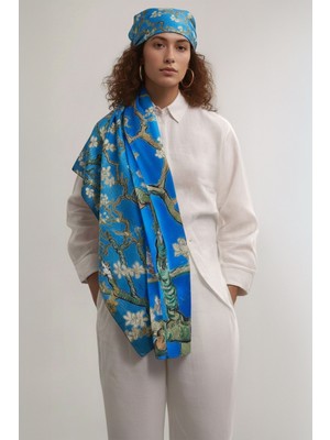 Deriderim Mavi Van Gogh Almond Blossoms Ipek Fular
