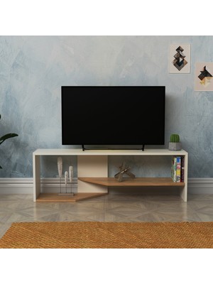 Lagomood Vega Tv Ünitesi Tv Sehpası Beyaz Meşe