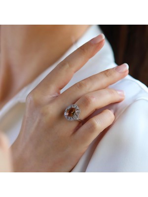 Necati Gün Zultanit Taşlı Oval Bagetli Gümüş Yüzük