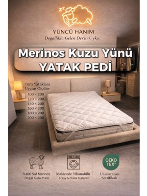 Merinos Kuzu Yünü Yatak Pedi, Yatak Koruyucu, Yatak Şiltesi (%100 MERİNOS KUZU YÜNÜ)