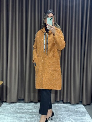 Modanı Seç Simli Kapüşonlu Pelüş Teddy Kırçıklı Buklet Hırka – Yumuşak Dokulu, Oversize Rahat Kesim 38-60 Beden