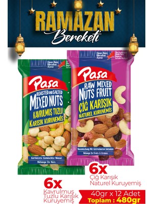 Paşa Kuruyemiş Karışık Süper Mix Kuruyemiş 40 gr x 12 Adet (Toplam 480 gr)
