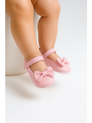 Sofame Baby Pembe Mini Fiyonklu Bebek Babet Ayakkabı