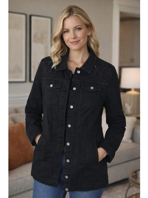 Bonıta  Omuzları Taslı Kapak Ceplı Uzun  Denım Mont