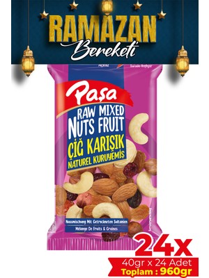 Paşa Kuruyemiş Çiğ Karışık Kuruyemiş 40 gr x 24 Adet (Toplam 960 Gr)