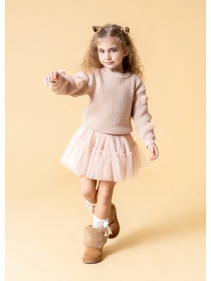 Nilay Triko Ponponlu Kazak & Tül Etek Kız Çocuk Takımı