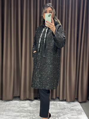 Modanı Seç Simli Kapüşonlu Pelüş Teddy Kırçıklı Buklet Hırka – Yumuşak Dokulu, Oversize Rahat Kesim 38-60 Beden