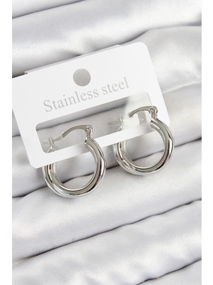 Clariss Pirinç Halka Model Gümüş Renk Kadın Küpe