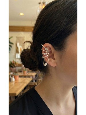 Clariss Pirinç Halkalı Model Gümüş Renk Kıkırdak Küpe