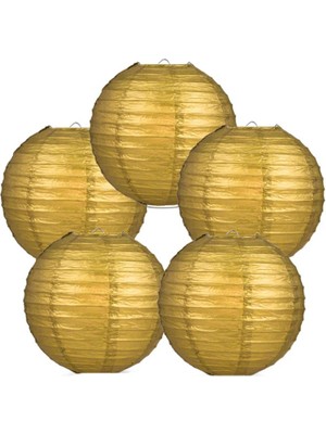 Pandoli Çin Feneri Asma Süs Altın Renk 5 Adet 35 cm Yılbaşı