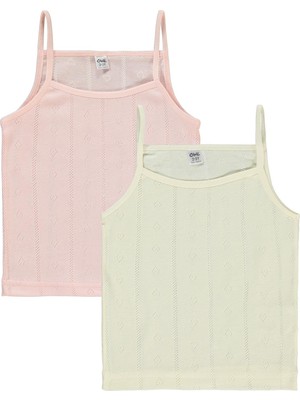 Civil Girls Jakarlı Kalp 2-10 Yaş 2'li Atlet Set - Ekru 10-11 Yaş