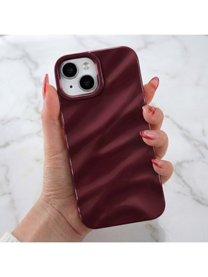 Apple iPhone 14 Plus - 15 Plus Kılıf Parlak Kabartmalı Dalga Tasarımlı Desenli Darbe Emici Silikon