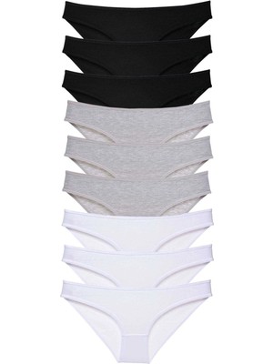 Çamaşır Kenti 9 Adet Süper Eko Set Likralı Kadın Slip Külot Siyah Gri Beyaz