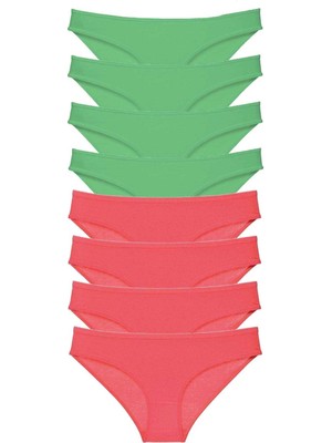 Çamaşır Kenti 8 Adet Eko Set Likralı Kadın Slip Külot Yeşil Fuşya