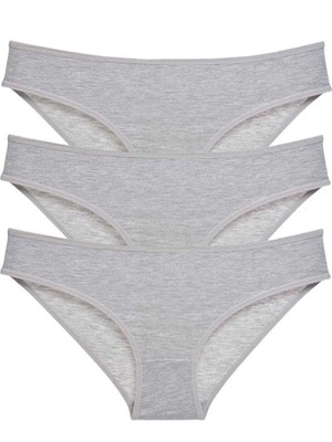 Çamaşır Kenti 3 Adet Süper Eko Set Likralı Kadın Slip Külot Gri