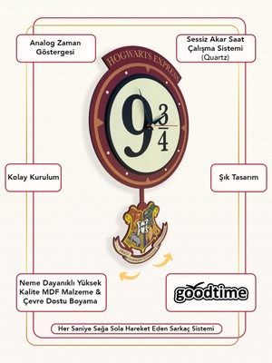 Hogwarts Express Ii Sallanır Sarkaçlı Dekoratif Duvar Saati