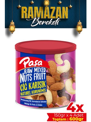 Paşa Kuruyemiş Çiğ Karışık Kuruyemiş Teneke Kutu 150 gr x 4 Adet