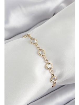 Zemira Home Pirinç Gold Renk Zirkon Taşlı Kadın Bileklik
