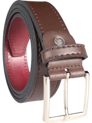 Lelth Erkek 4 cm Spor Kahverengi Kemer