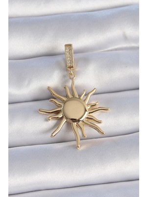 Zemira Home Pirinç Gold Renk Zirkon Taş Detaylı Güneş Model Ajda Charm