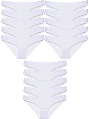 Çamaşır Kenti 15 Adet Süper Eko Set Likralı Kadın Slip Külot Beyaz