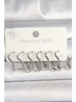 Zemira Home 316L Çelik Gümüş Renk Yıldız Model Kadın Küpe Seti