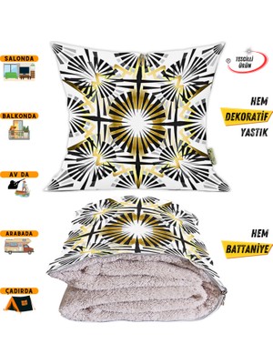 Caisya Home Modern Desenli Opsiyonel Yastık Içinde Tv Battaniyesi 110 x 170 cm