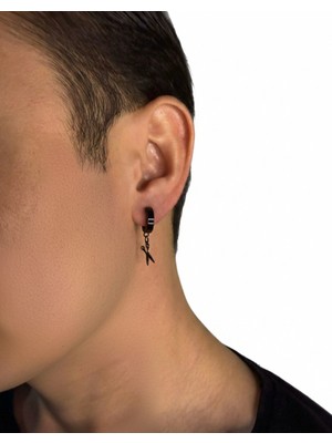 Winy Concept Sıkıştırmalı Makas Figürlü Erkek Çelik Küpe - 13 mm