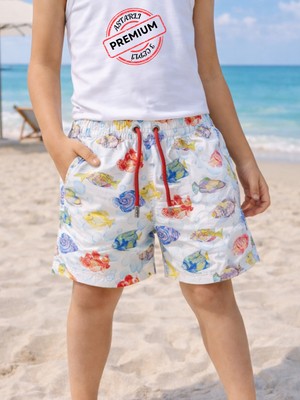 Casabony Erkek Çocuk Baskılı Deniz Şort Mayo Astarlı
