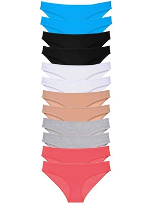 Çamaşır Kenti 12 Adet Eko Set Likralı Kadın Slip Külot Çok Renkli 6