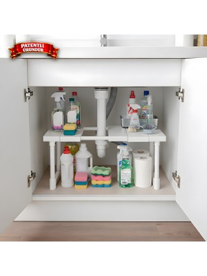 Octopus Bazaar Ayarlanabilir  Genişletebilir Modüler Tek Katlı Dolap İçi Düzenleyici Raf | Çok Amaçlı Raf Plastik