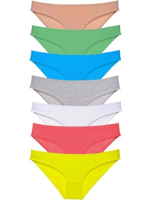 Çamaşır Kenti 7 Adet Süper Eko Set Likralı Kadın Slip Külot Çok Renkli